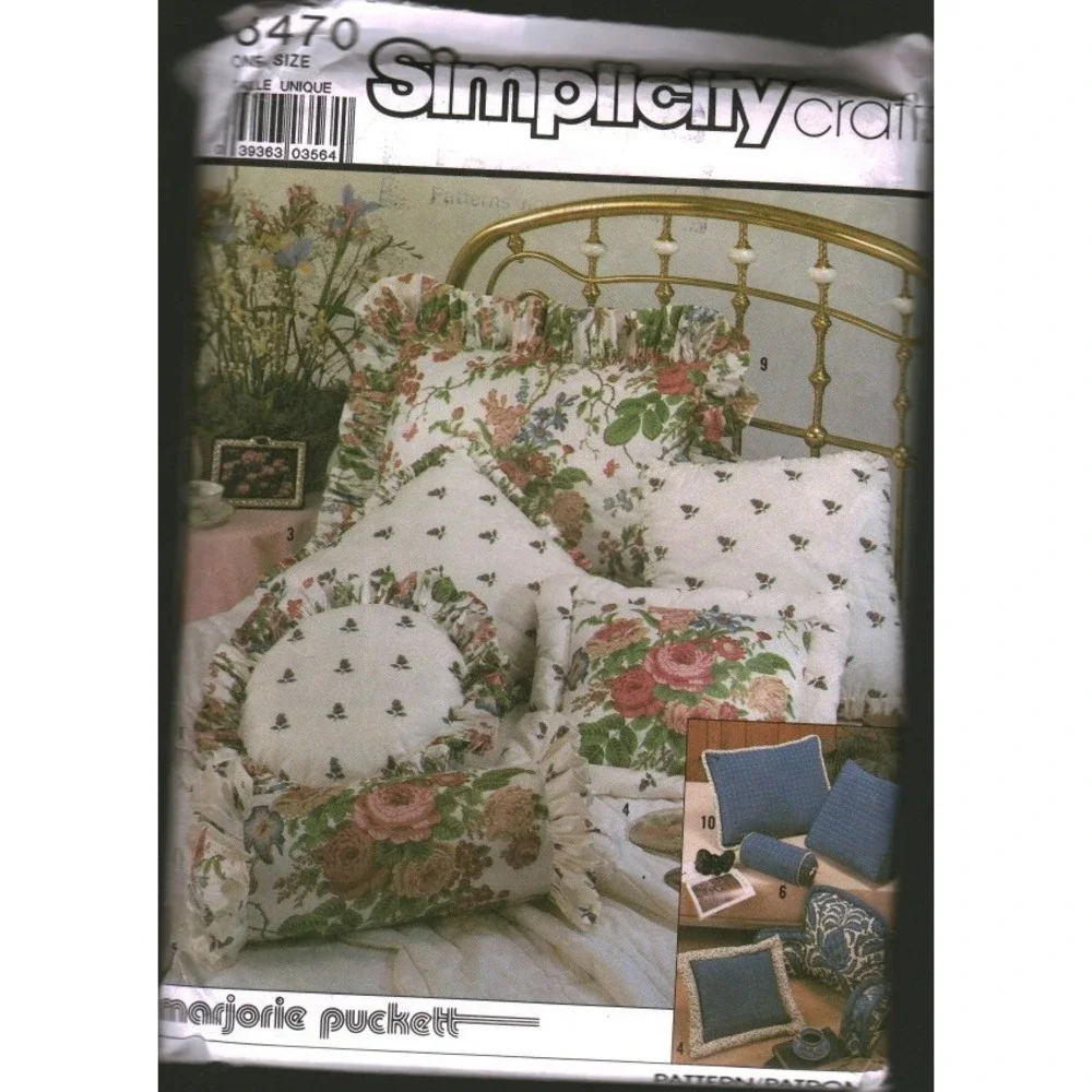 Simplicity 8470‎ Marjorie Puckett Pillows Sewing Pattern Bed Rest Shams Vintage